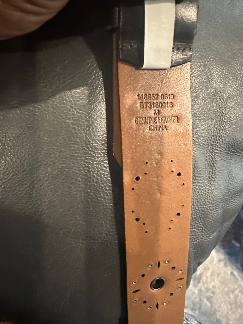 Fossil Brown Studded Leather Belt with Floral Detail - Picture 4 of 4